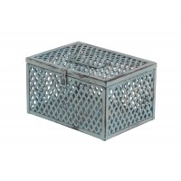 Decmode Farmhouse 5, 6, And 7 Inch Iron Lattice Hinged Boxes - Set of 3   